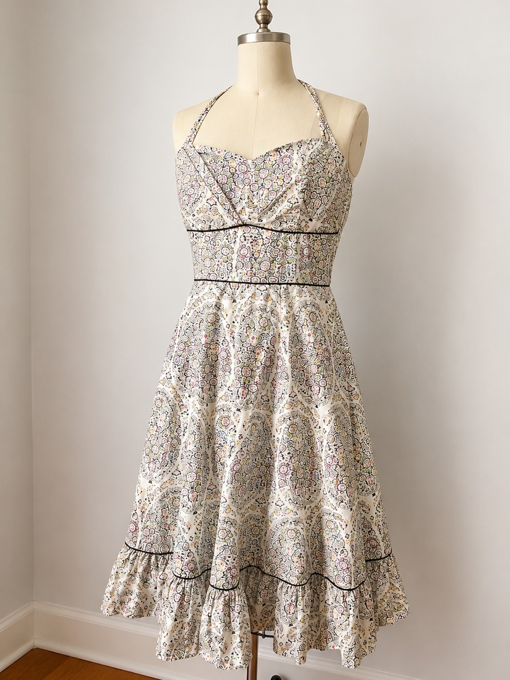 Girls from Savoy Anthropologie Floral Paisley Rainbow Halter Midi Dress